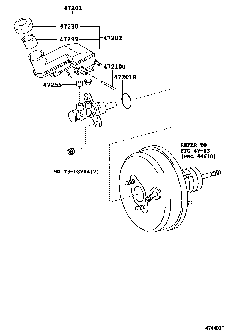 Toyota YARIS 制动总泵 EPC diagram — 474480F