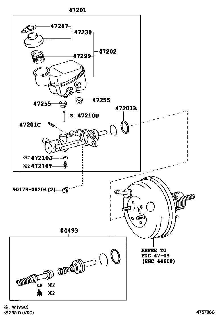 Toyota YARIS 制动总泵 EPC diagram — 475706C