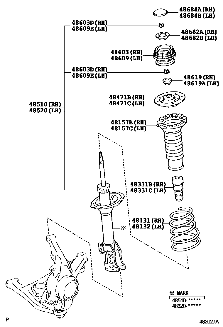 Toyota YARIS Front Spring & Shock Absorber EPC diagram — 482027A