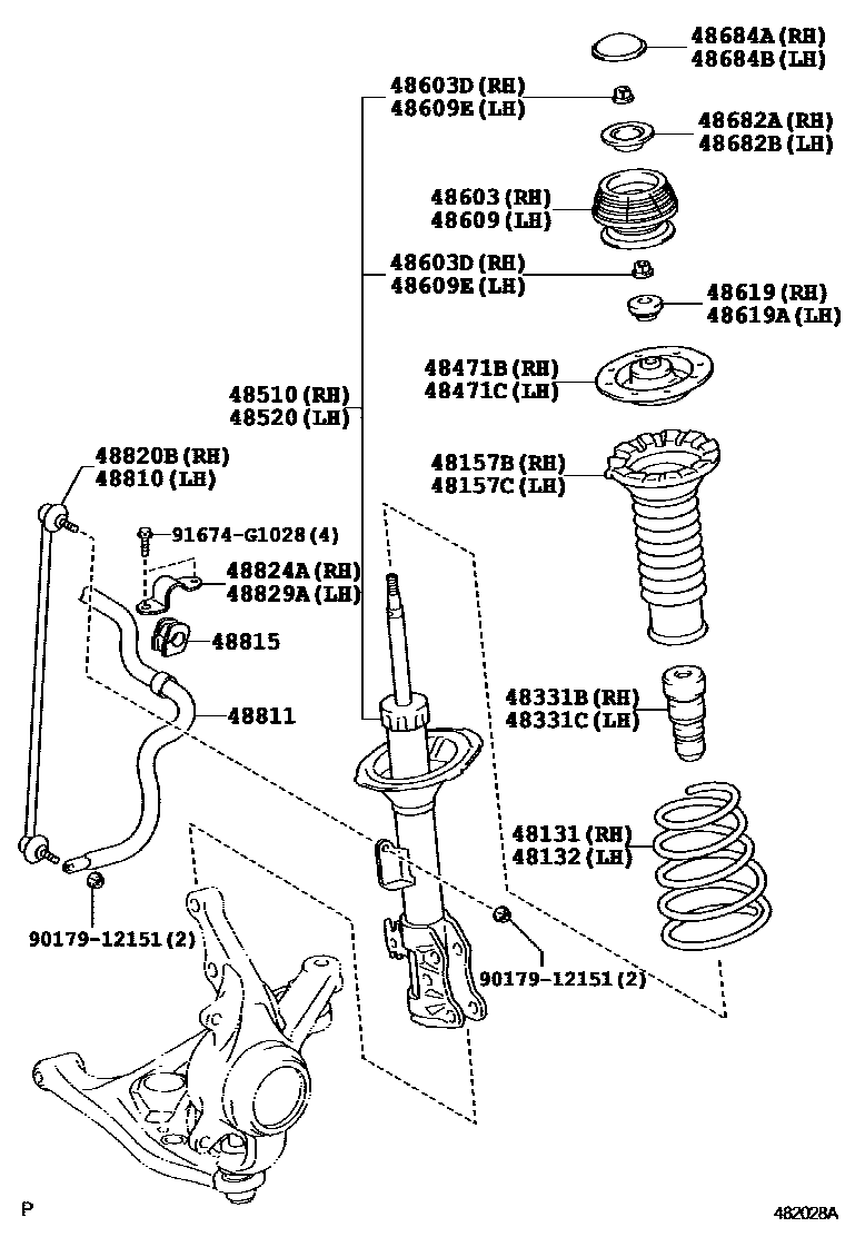 Toyota YARIS Front Spring & Shock Absorber EPC diagram — 482028A