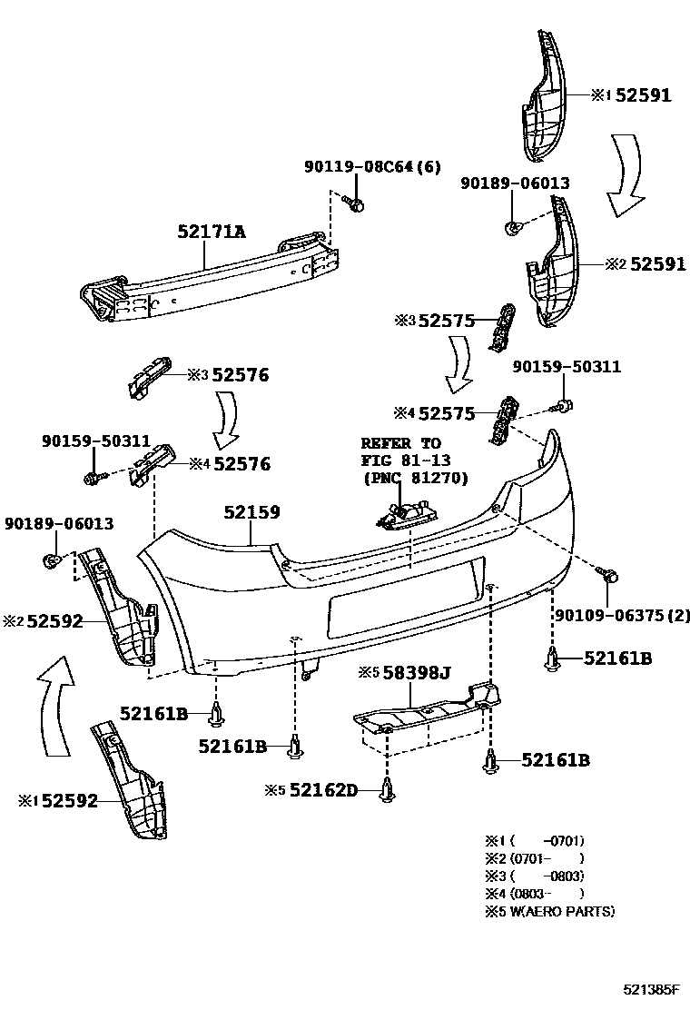 Toyota YARIS 后保险杠及附件 EPC diagram — 521385F