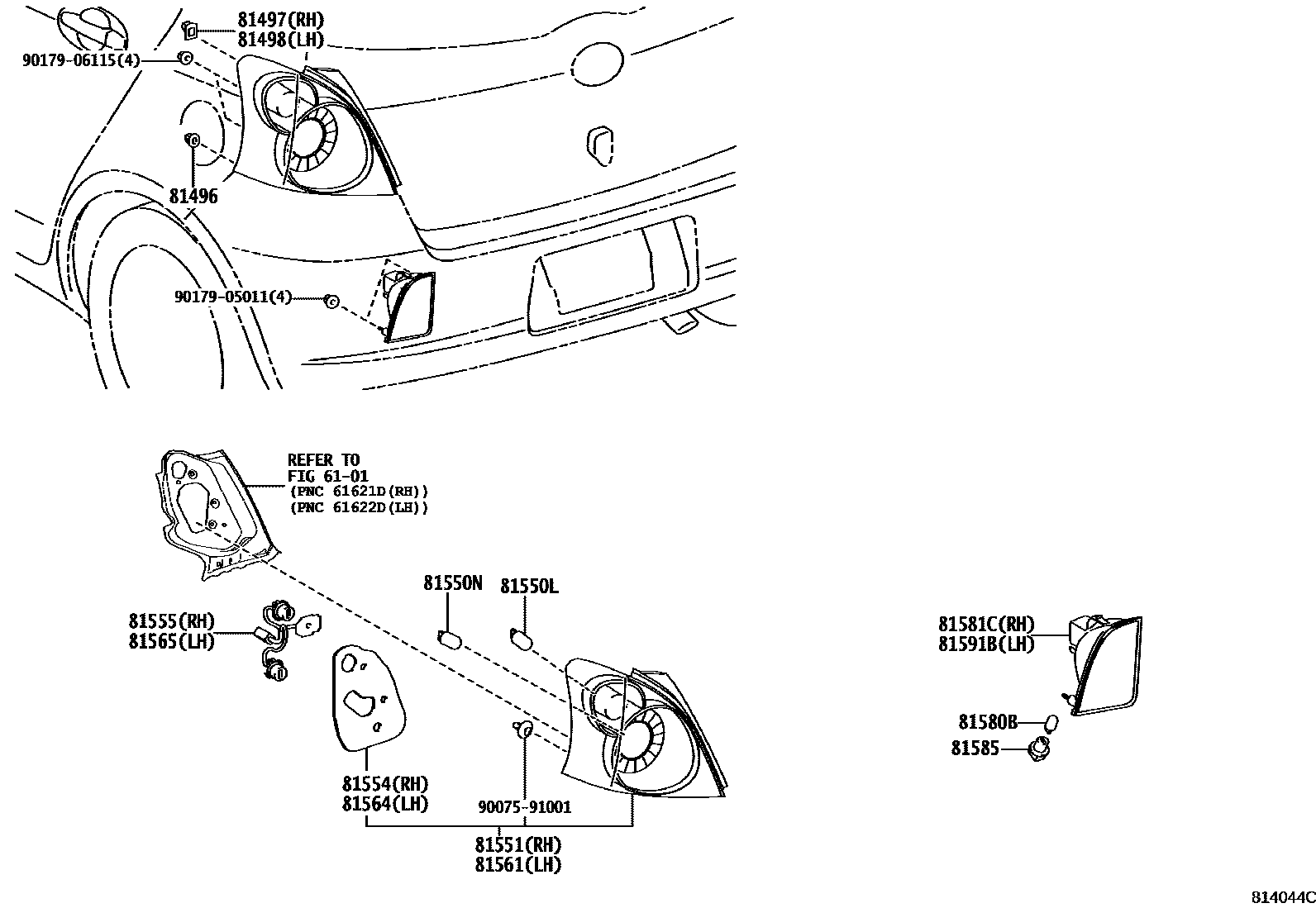 Toyota YARIS 后组合灯 EPC diagram — 814044C