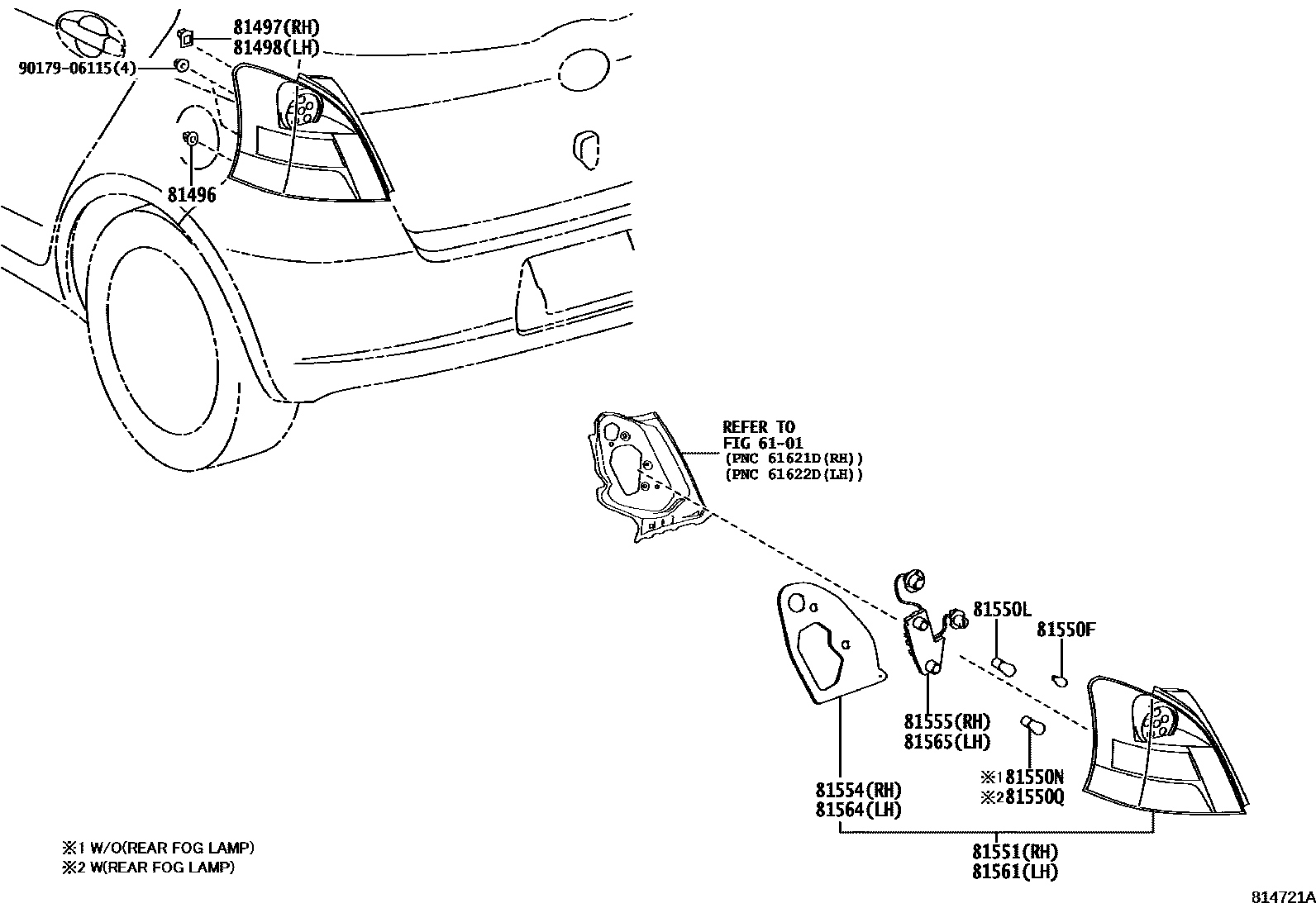 Toyota YARIS 后组合灯 EPC diagram — 814721A