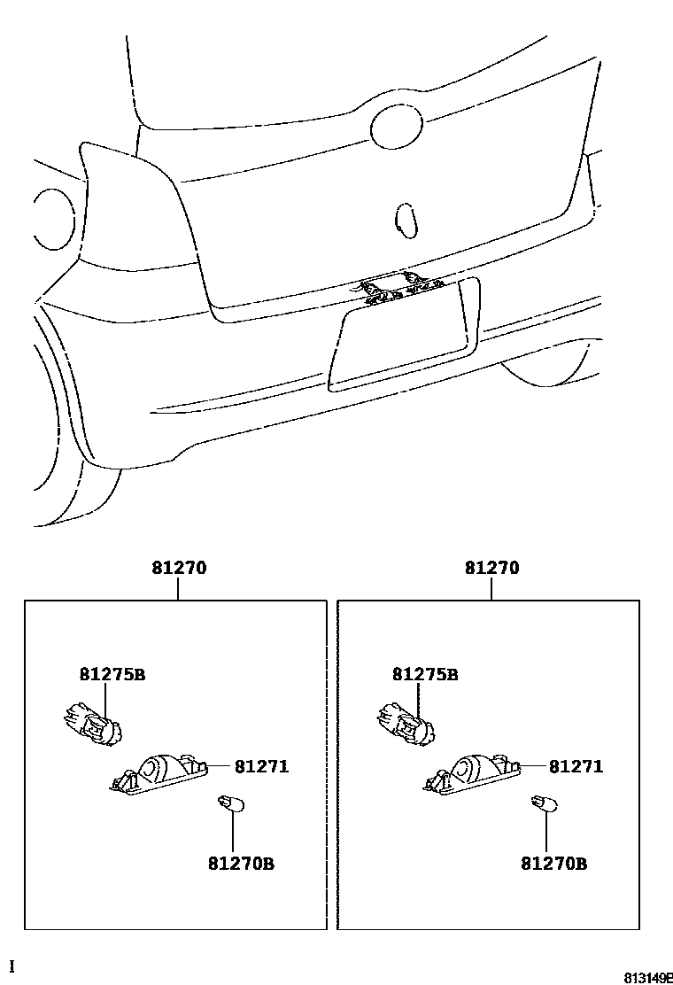 Toyota YARIS 后牌照灯 EPC diagram — 813149B