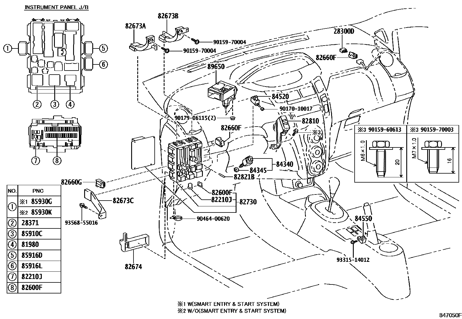 Toyota YARIS 开关和继电器和ECU EPC diagram — 847050F