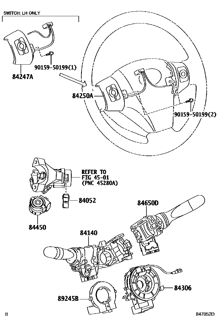 Toyota YARIS 开关和继电器和ECU EPC diagram — 847052D