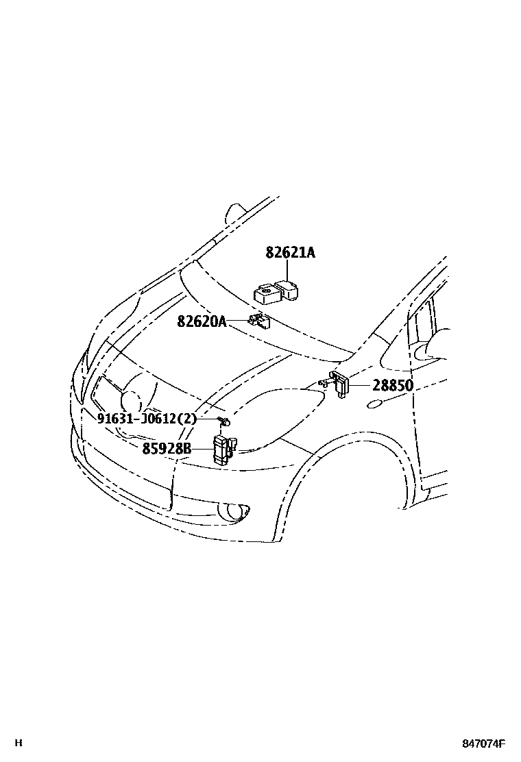 Toyota YARIS 开关和继电器和ECU EPC diagram — 847074F
