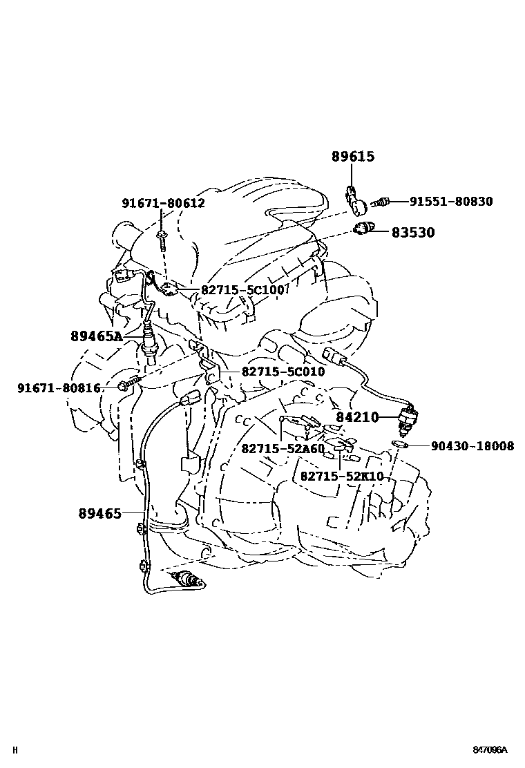 Toyota YARIS 开关和继电器和ECU EPC diagram — 847096A
