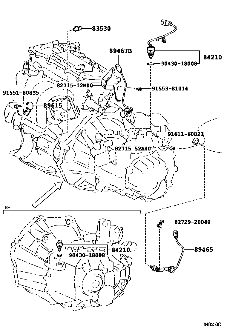 Toyota YARIS 开关和继电器和ECU EPC diagram — 848550C