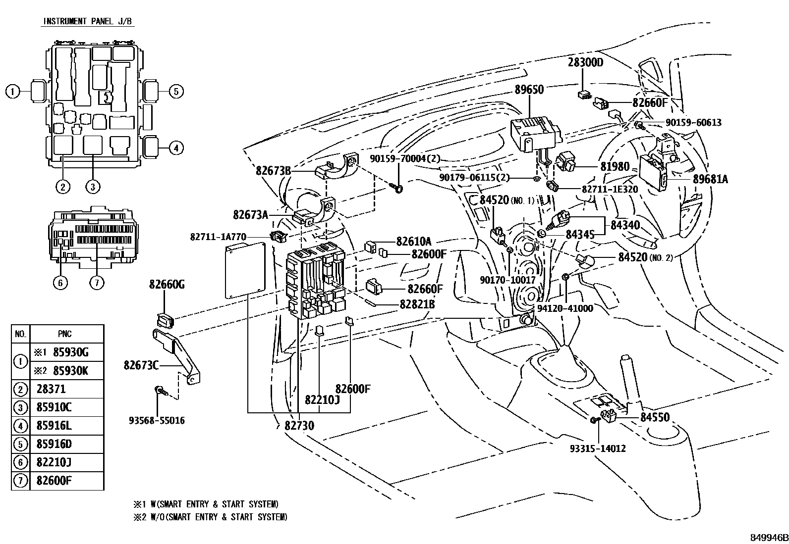 Toyota YARIS 开关和继电器和ECU EPC diagram — 849946B
