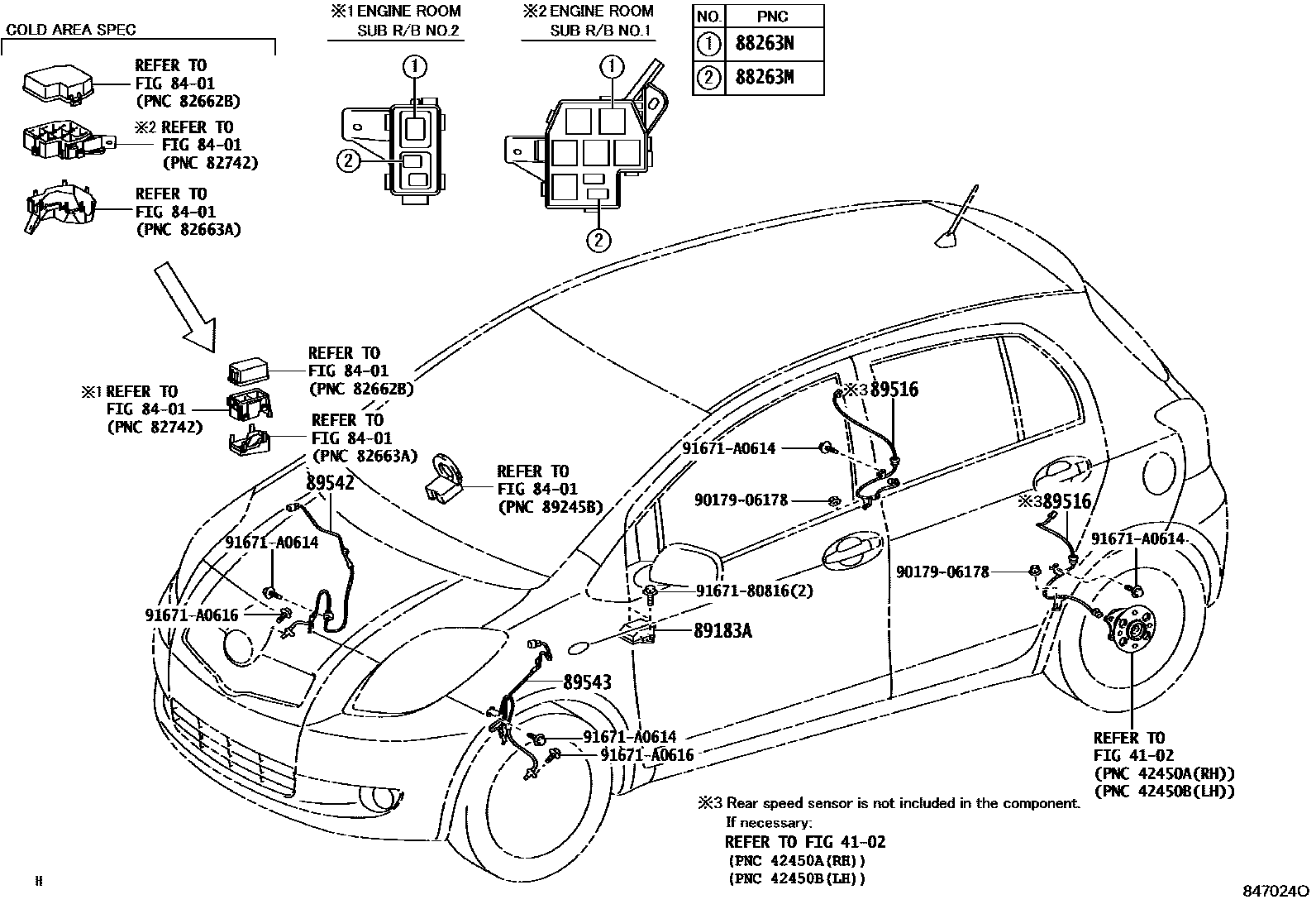 Toyota YARIS ABS 和 VSC EPC diagram — 847024O