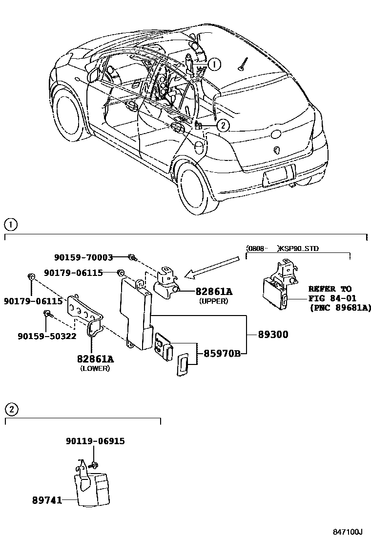 Toyota YARIS 遥控门锁 EPC diagram — 847100J
