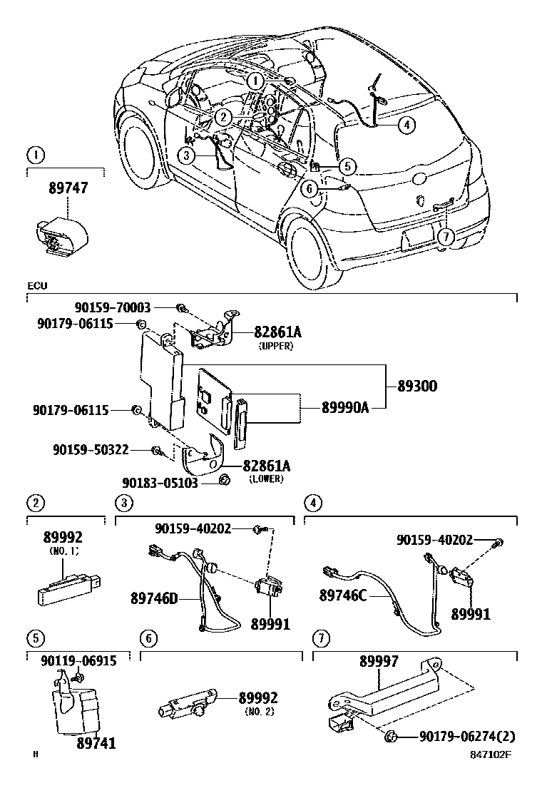 Toyota YARIS 遥控门锁 EPC diagram — 847102F