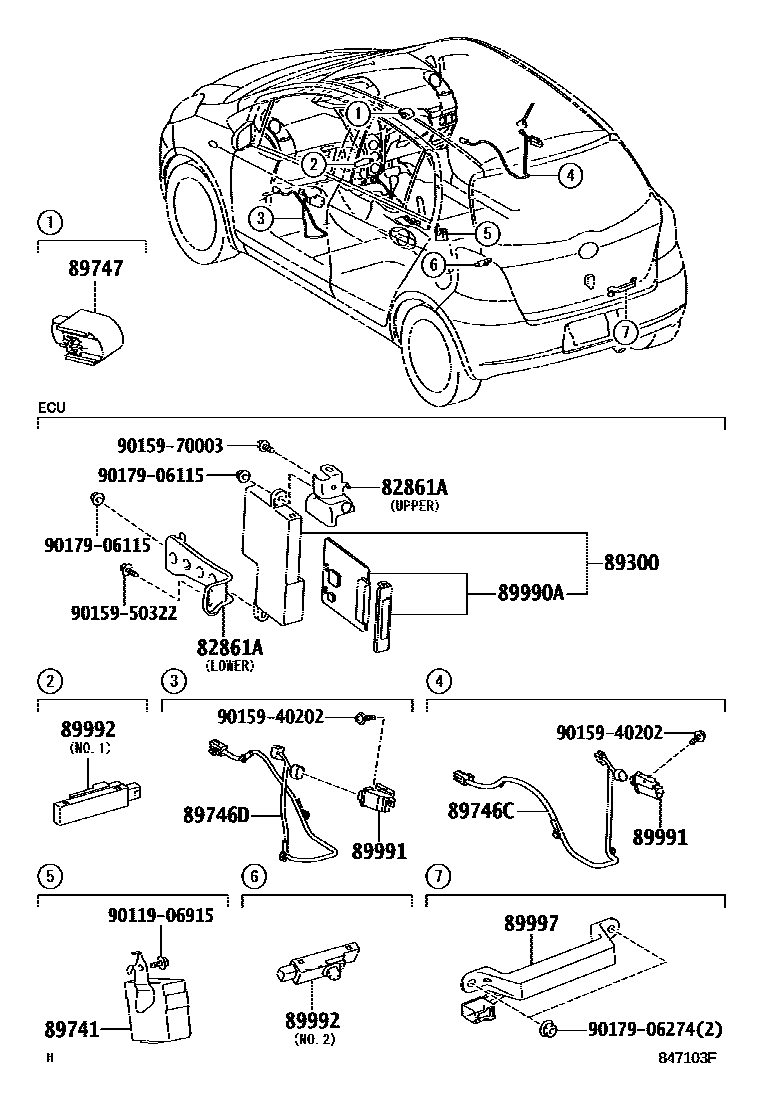 Toyota YARIS 遥控门锁 EPC diagram — 847103F