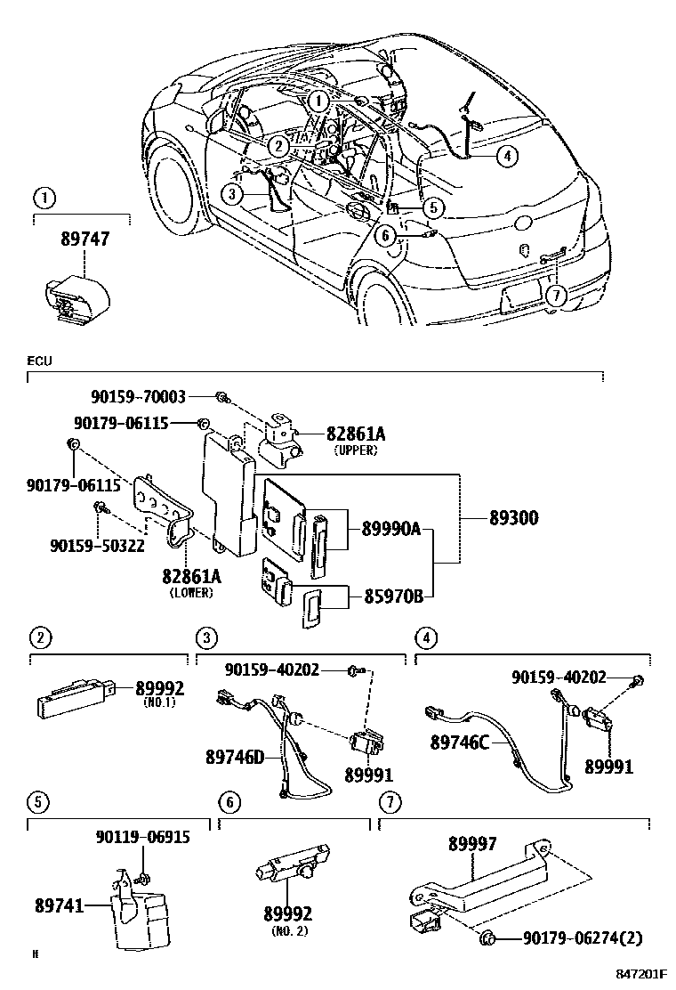 Toyota YARIS 遥控门锁 EPC diagram — 847201F