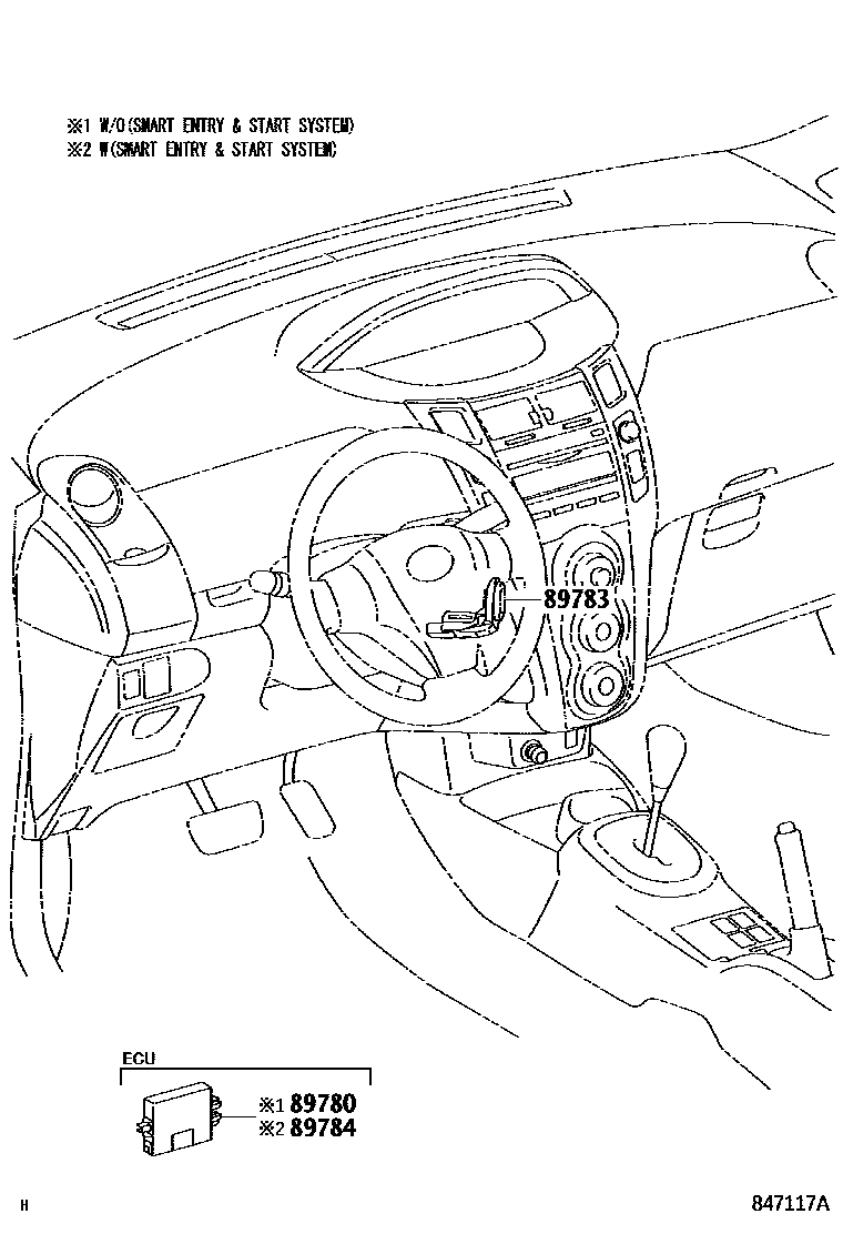 Toyota YARIS 防盗装置 EPC diagram — 847117A