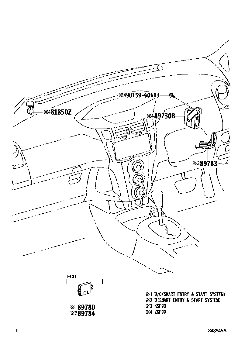 Toyota YARIS 防盗装置 EPC diagram — 848545A