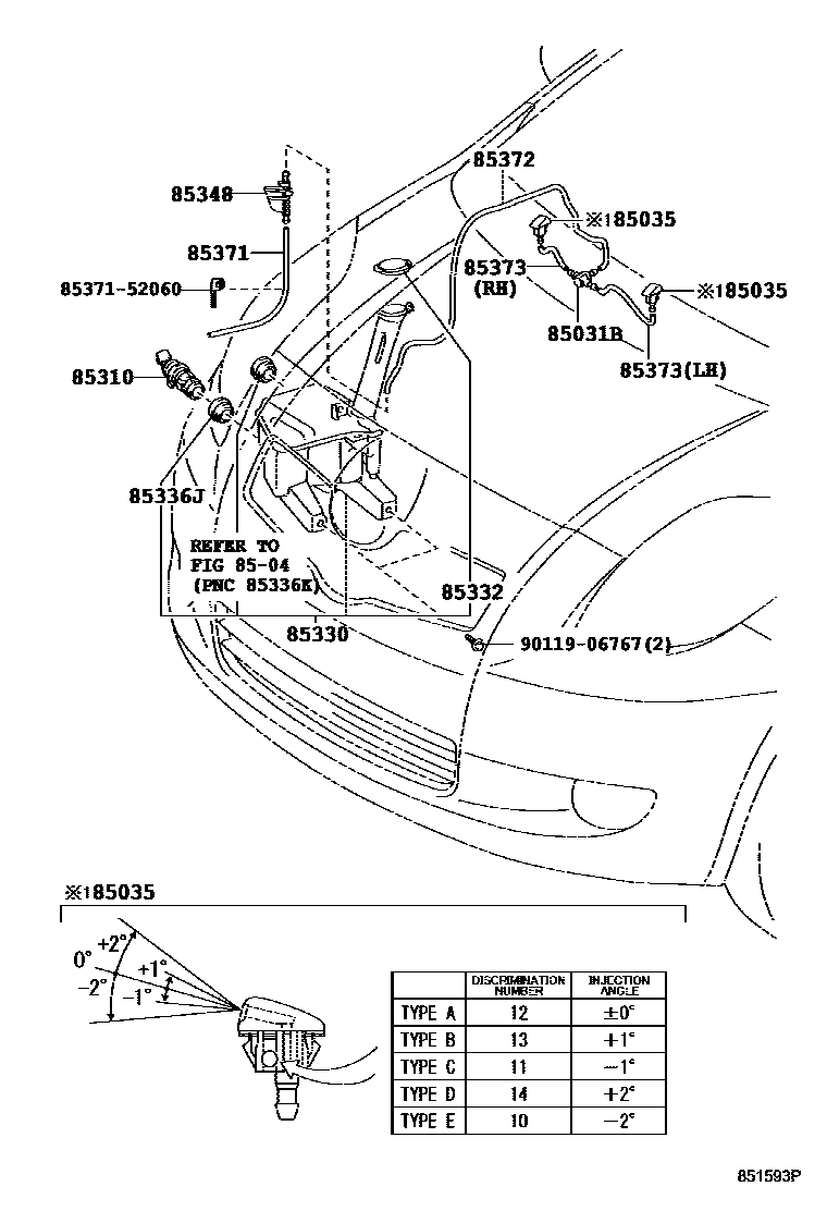 Toyota YARIS 挡风玻璃清洗器 EPC diagram — 851593P
