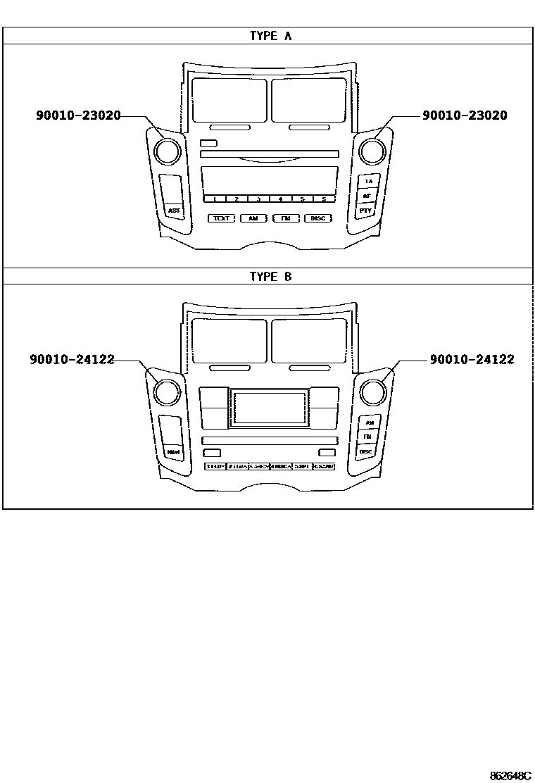Toyota YARIS 收音机、放大器和冷凝器 EPC diagram — 862648C