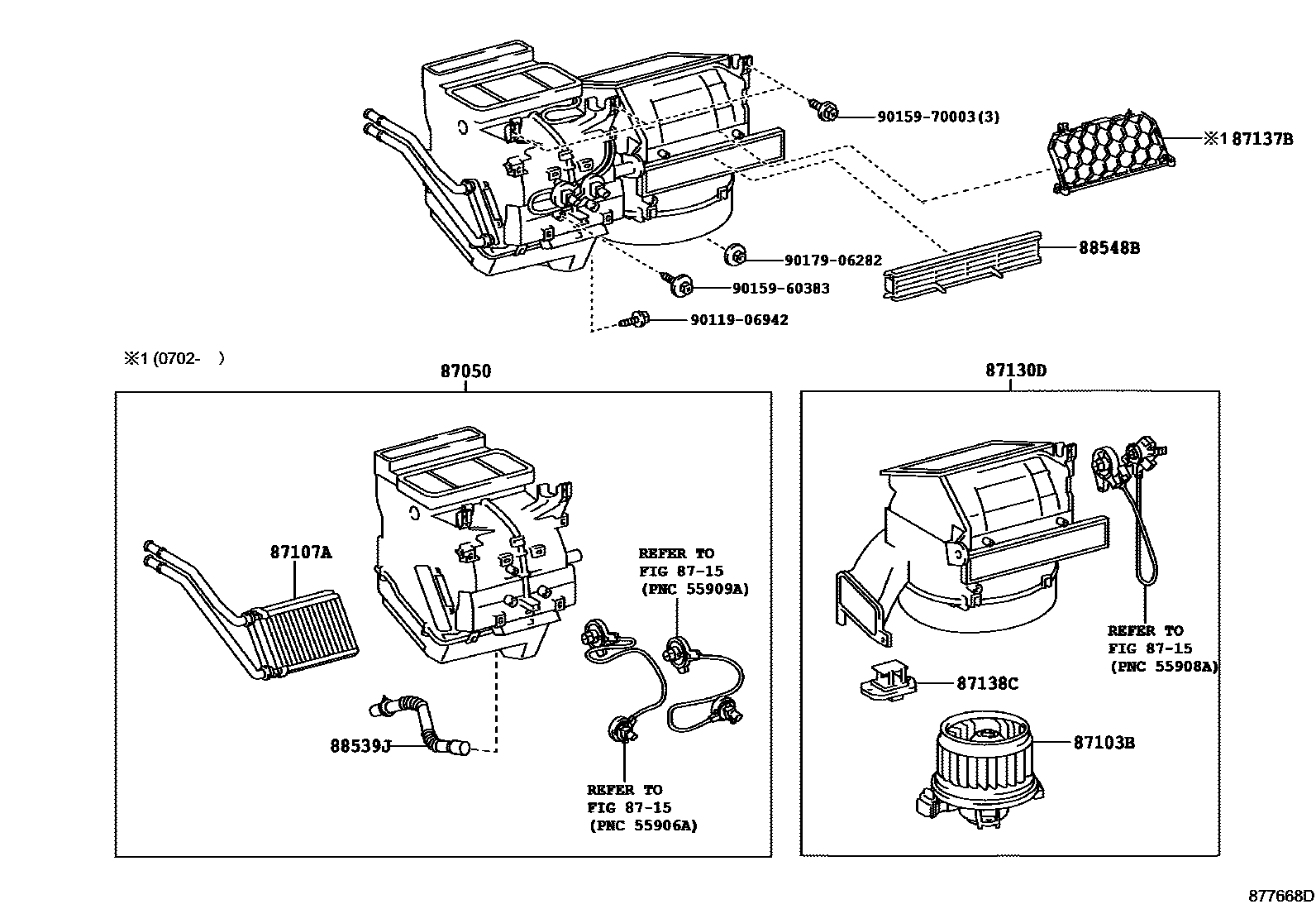 Toyota YARIS 暖风和空调系统 - 冷却器组件 EPC diagram — 877668D