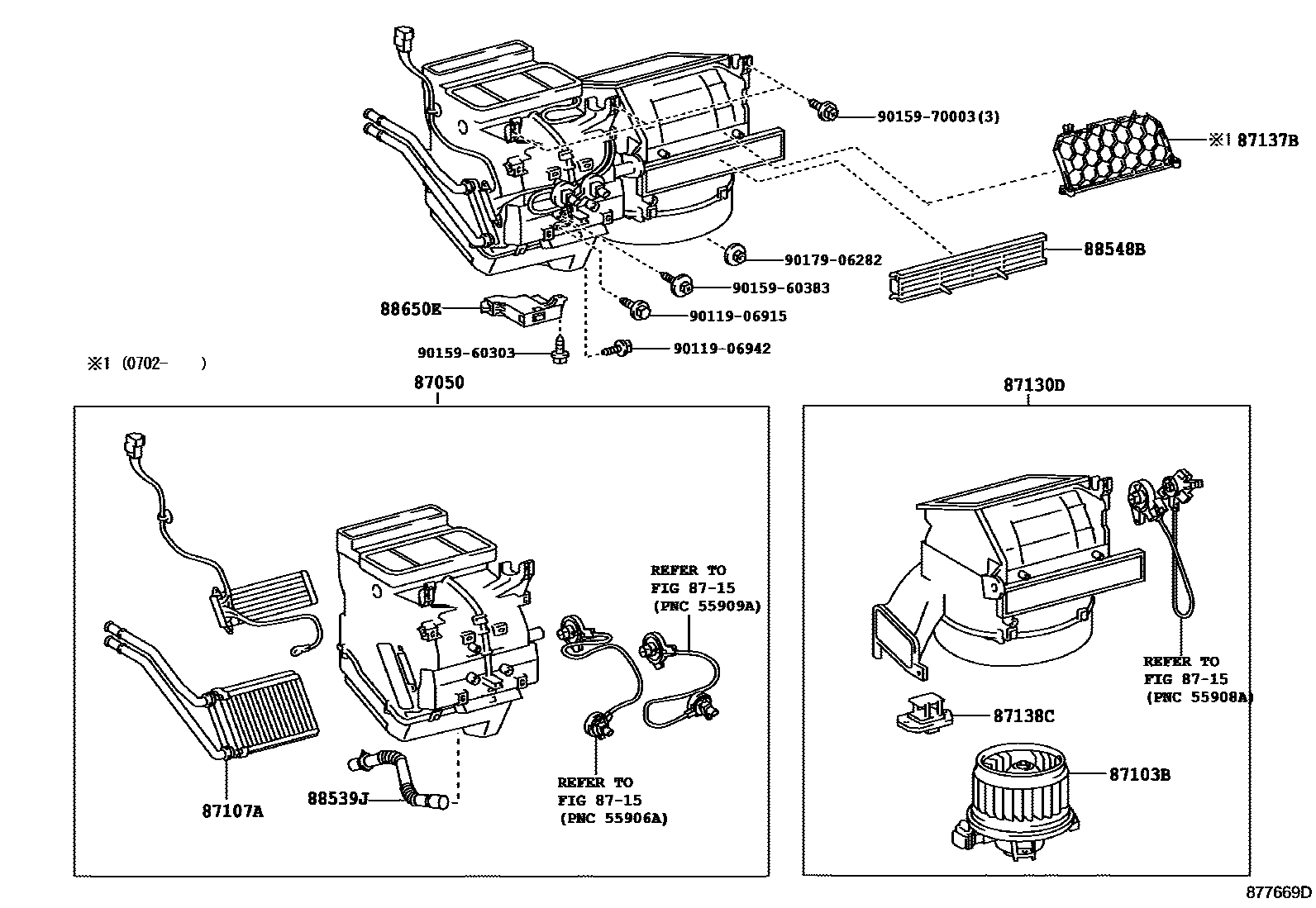 Toyota YARIS 暖风和空调系统 - 冷却器组件 EPC diagram — 877669D