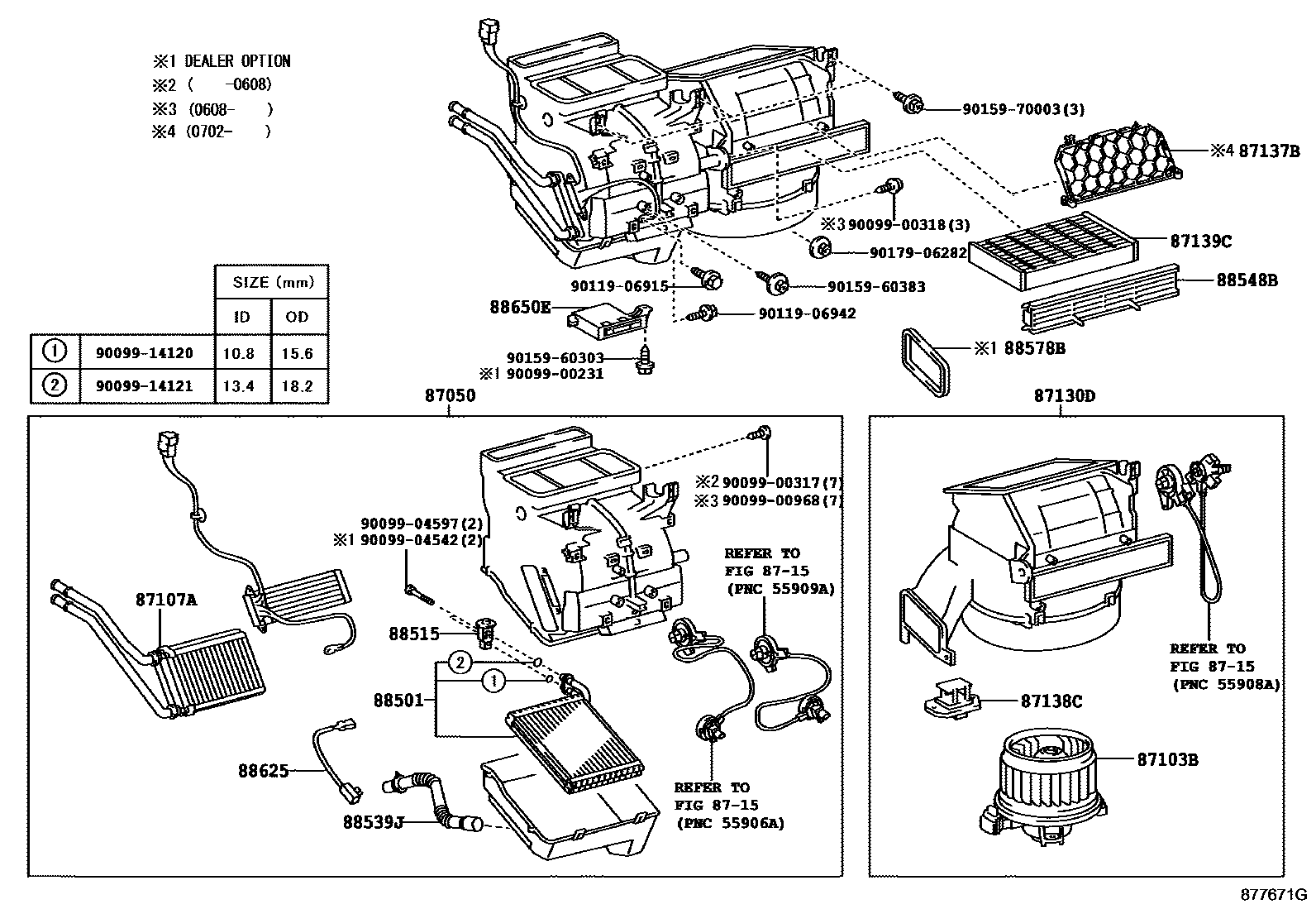 Toyota YARIS 暖风和空调系统 - 冷却器组件 EPC diagram — 877671G