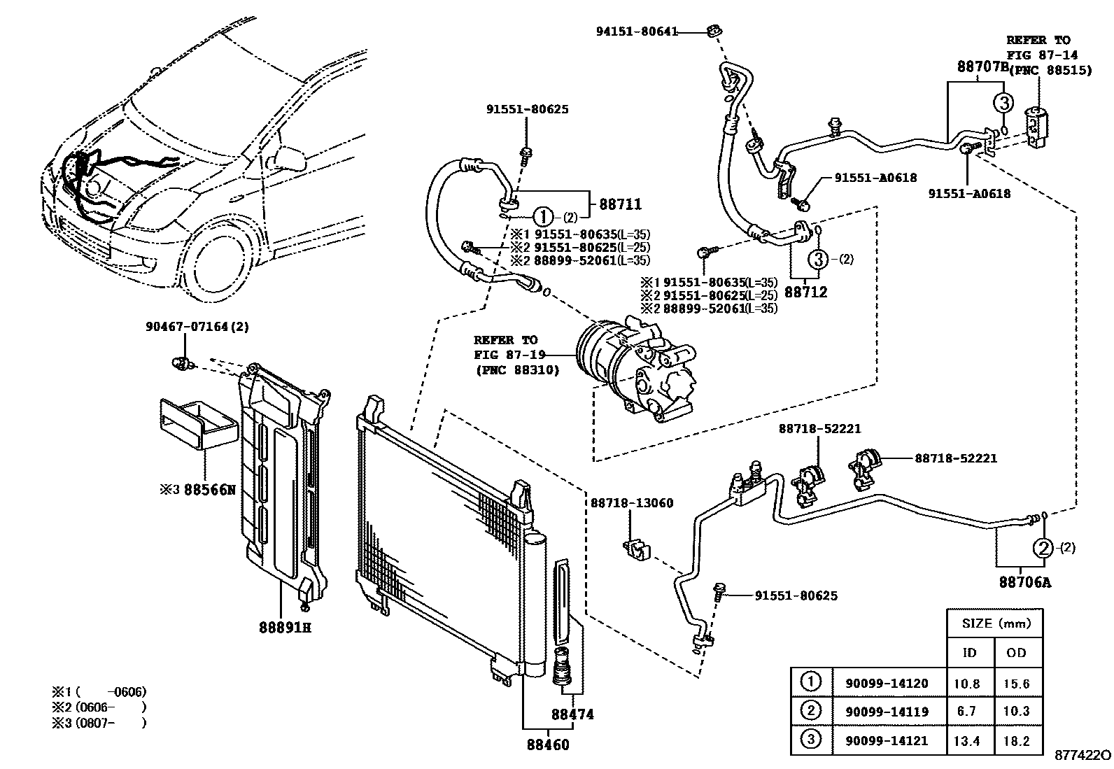 Toyota YARIS Heating & Air Conditioning - Cooler Piping EPC diagram — 877422O