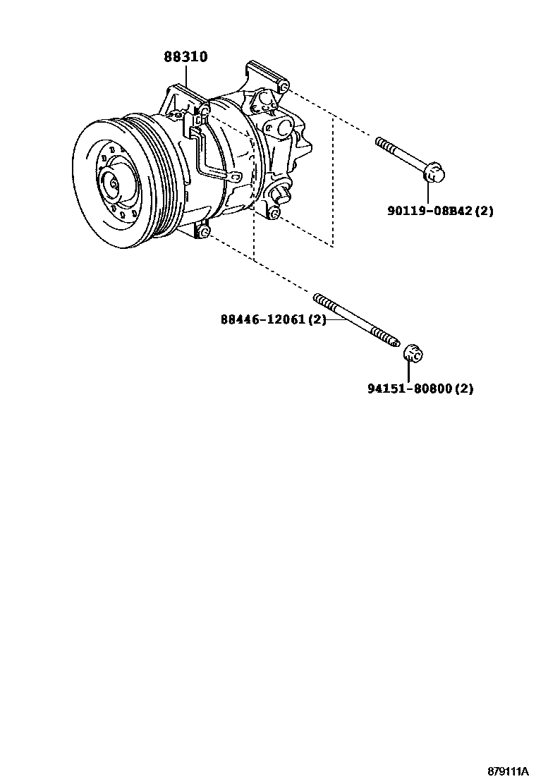 Toyota YARIS Heating & Air Conditioning - Compressor EPC diagram — 879111A