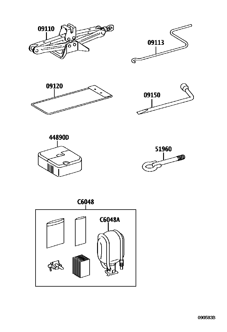 Toyota YARIS Standard Tools EPC diagram — 090583B