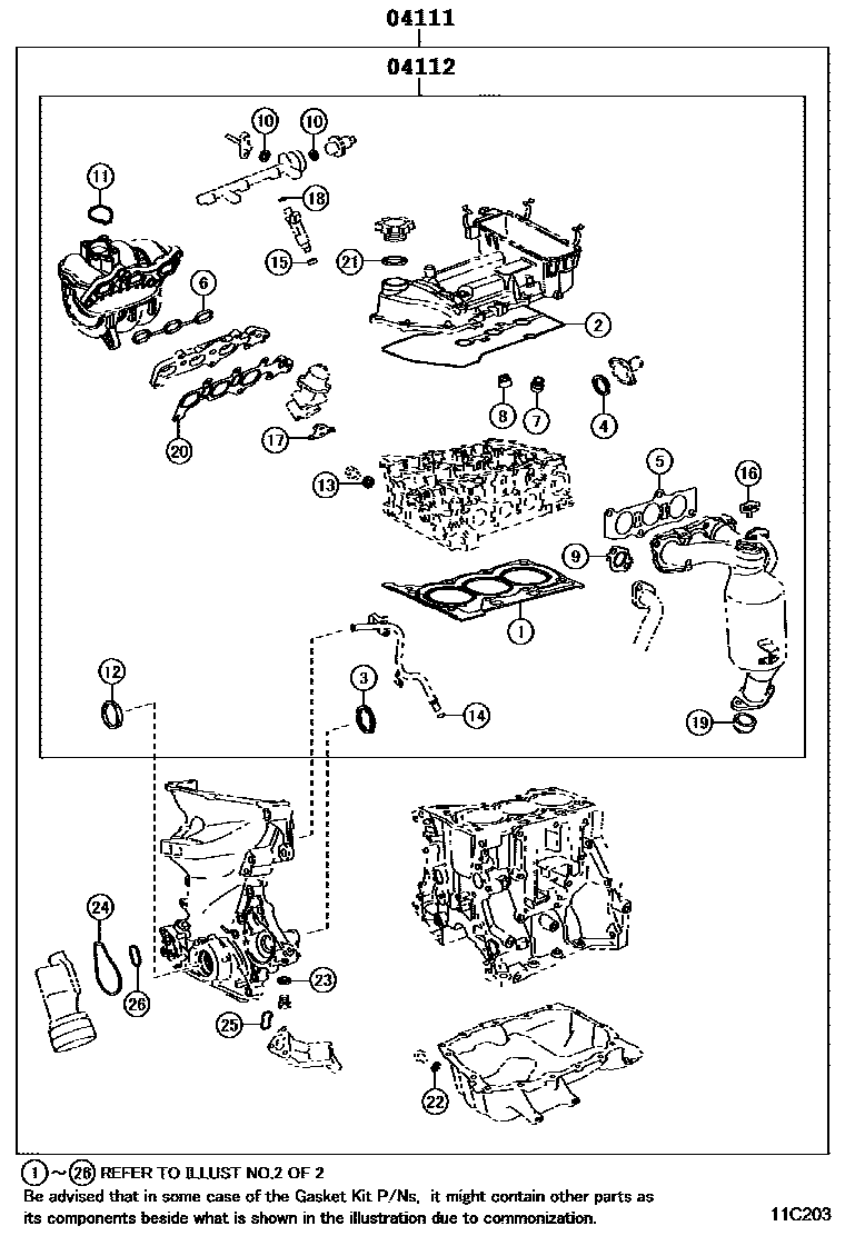 Toyota YARIS Engine Overhaul Gasket Kit EPC diagram — 11C203