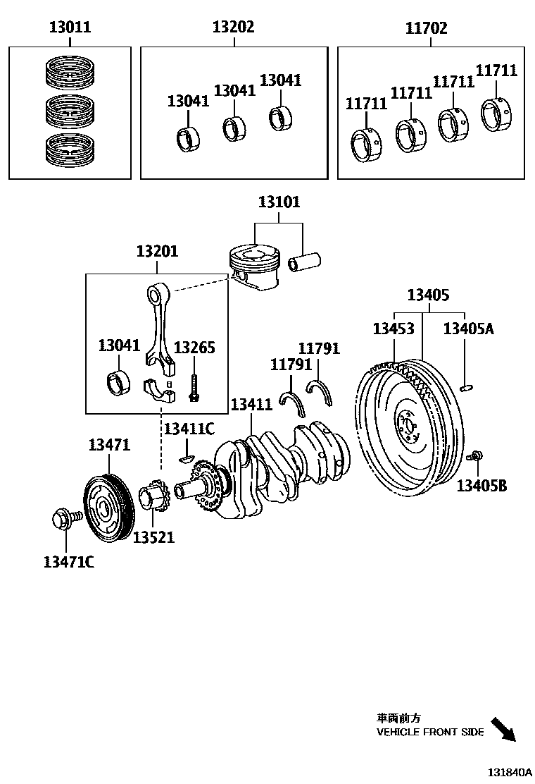 Toyota YARIS Crankshaft & Piston EPC diagram — 131840A