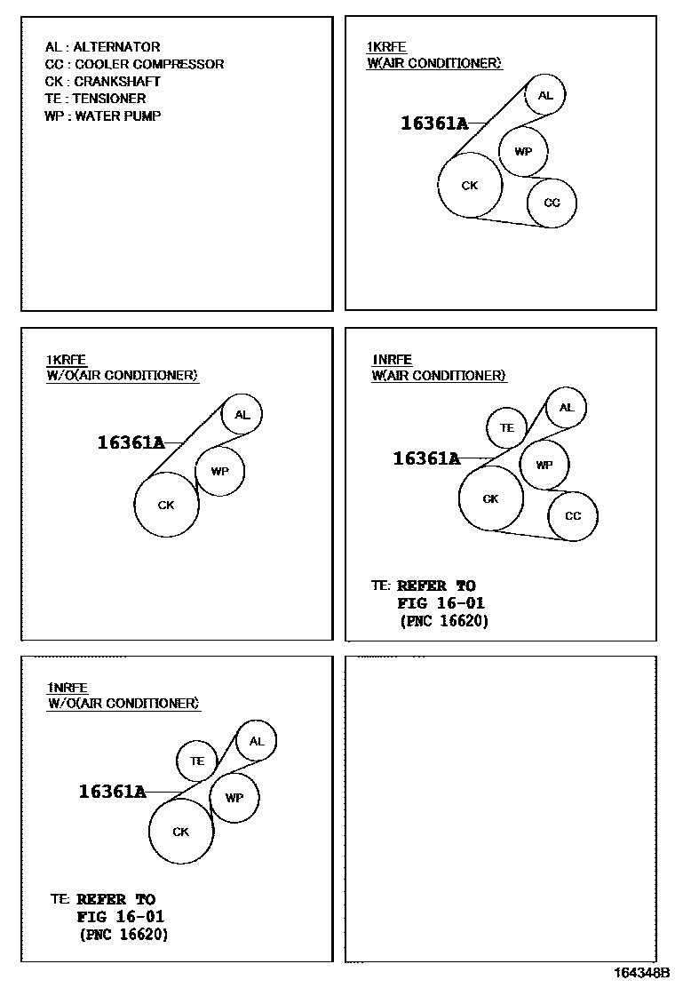 Toyota YARIS V-Belt EPC diagram — 164348B