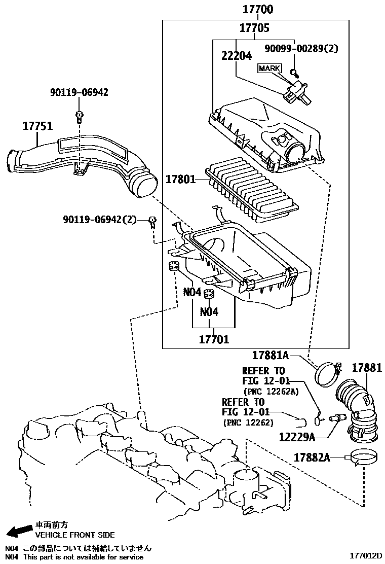 Toyota YARIS Air Cleaner EPC diagram — 177012D