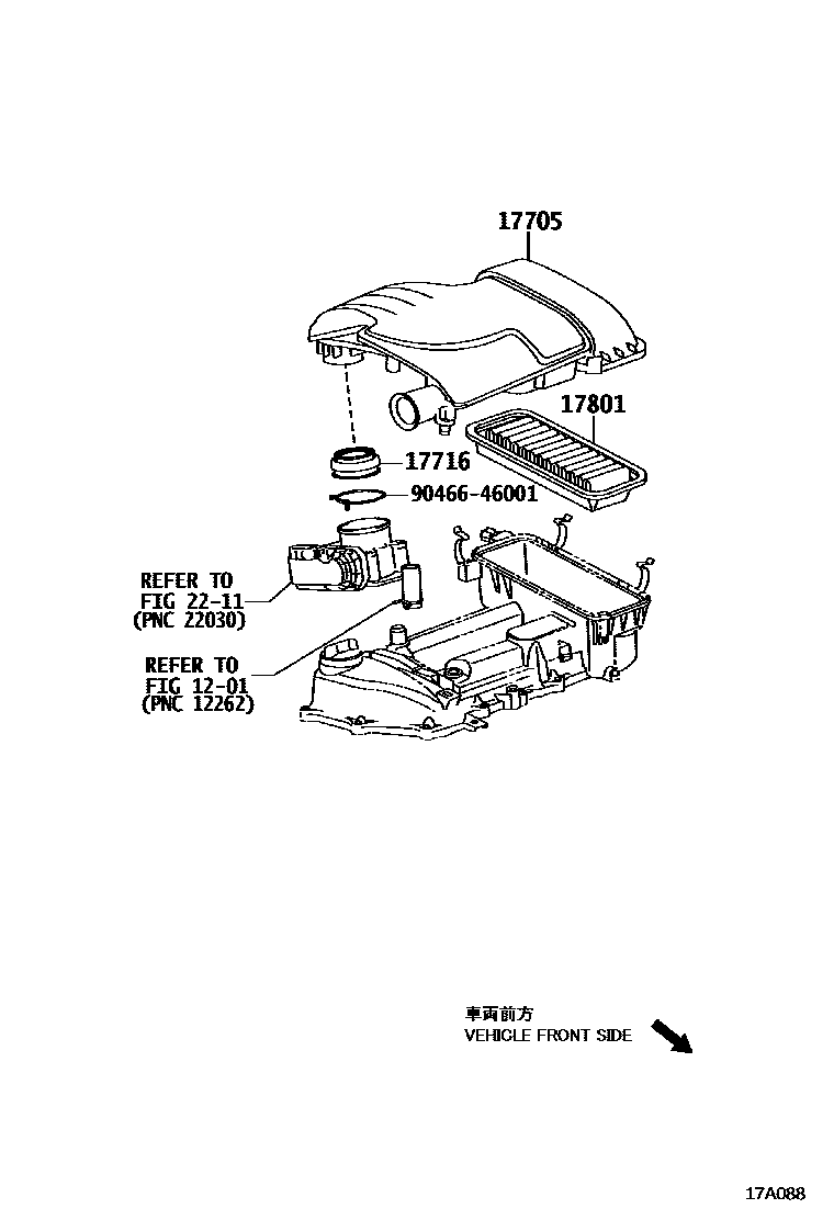 Toyota YARIS Air Cleaner EPC diagram — 17A088