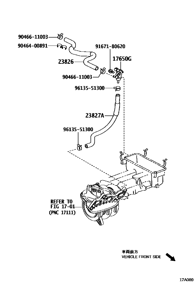Toyota YARIS vacuum tube EPC diagram — 17A089