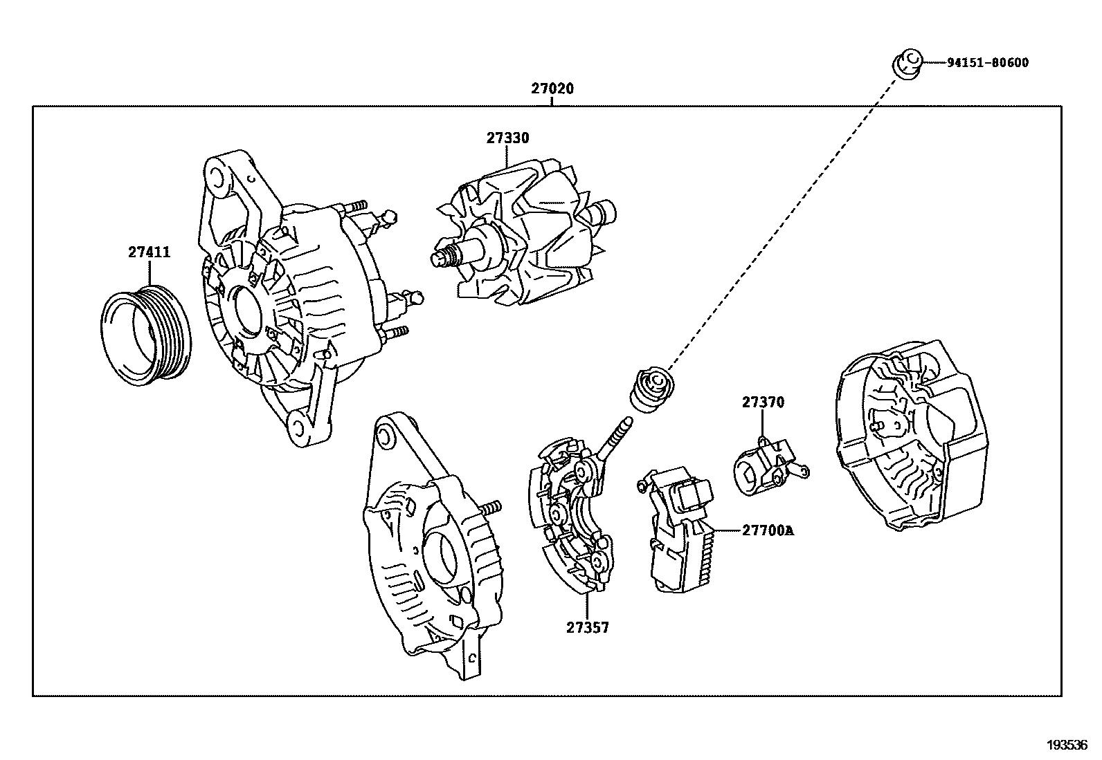 Toyota YARIS Alternator EPC diagram — 193536
