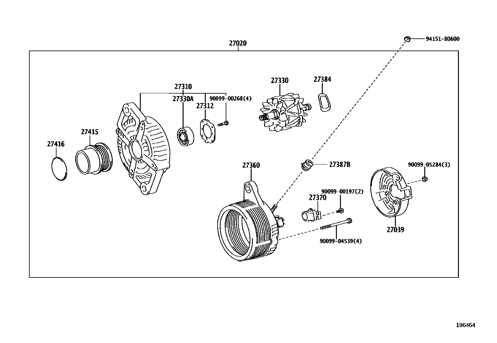Toyota YARIS Alternator EPC diagram — 196464