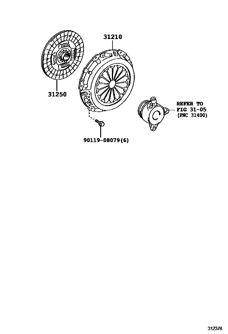 Toyota YARIS 离合器和分离叉 EPC diagram — 312378