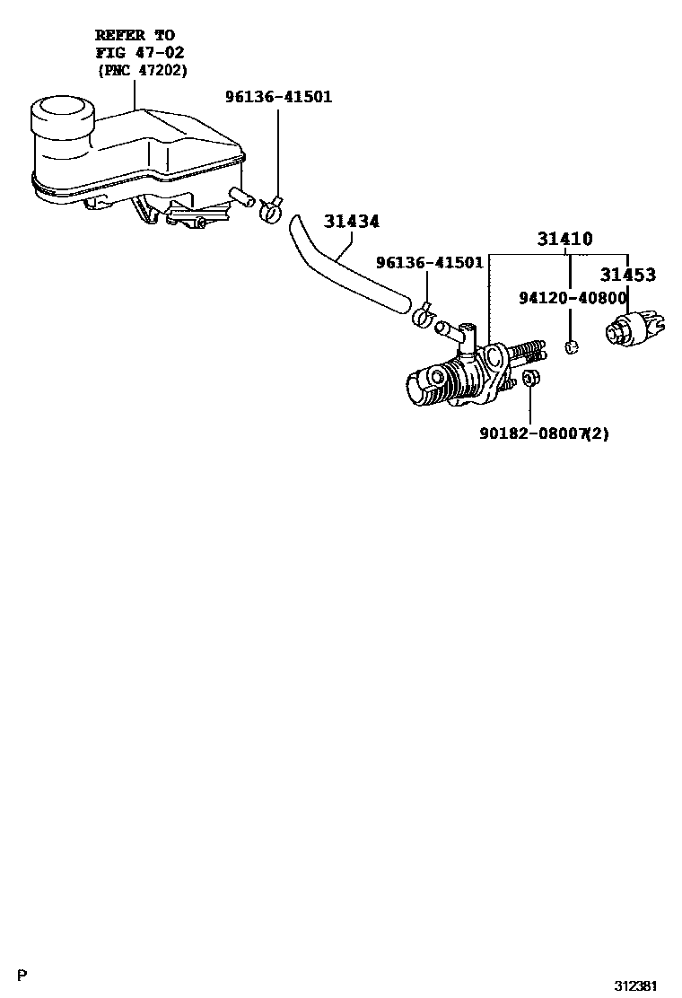 Toyota YARIS 离合器总泵 EPC diagram — 312381