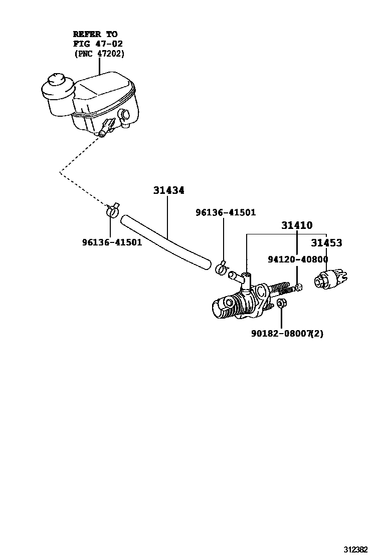 Toyota YARIS 离合器总泵 EPC diagram — 312382