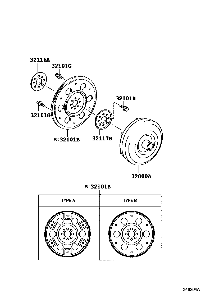 Toyota YARIS 变矩器、前油泵(CVT) EPC diagram — 340204A