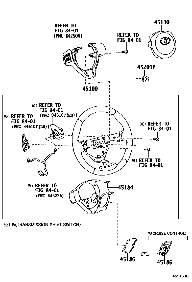 Toyota YARIS Steering Wheel EPC diagram — 455733B