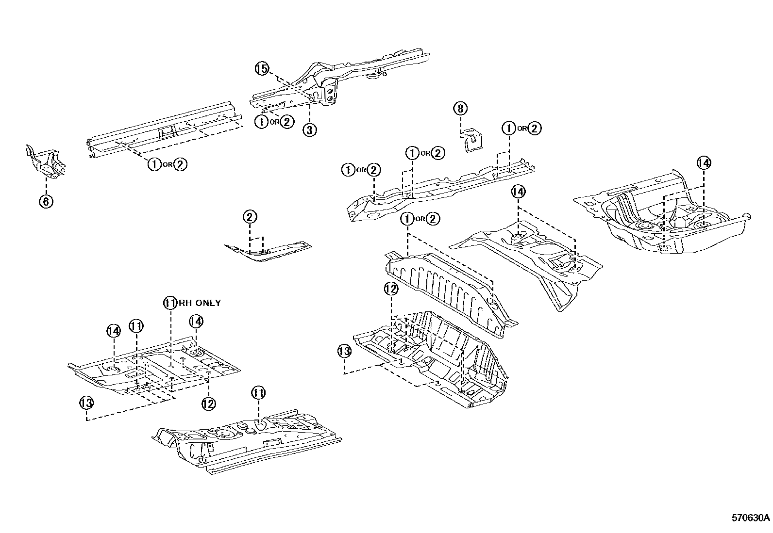 Toyota YARIS hole plug EPC diagram — 570630A