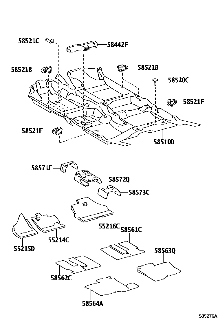Toyota YARIS 地板垫和地毯 EPC diagram — 585276A