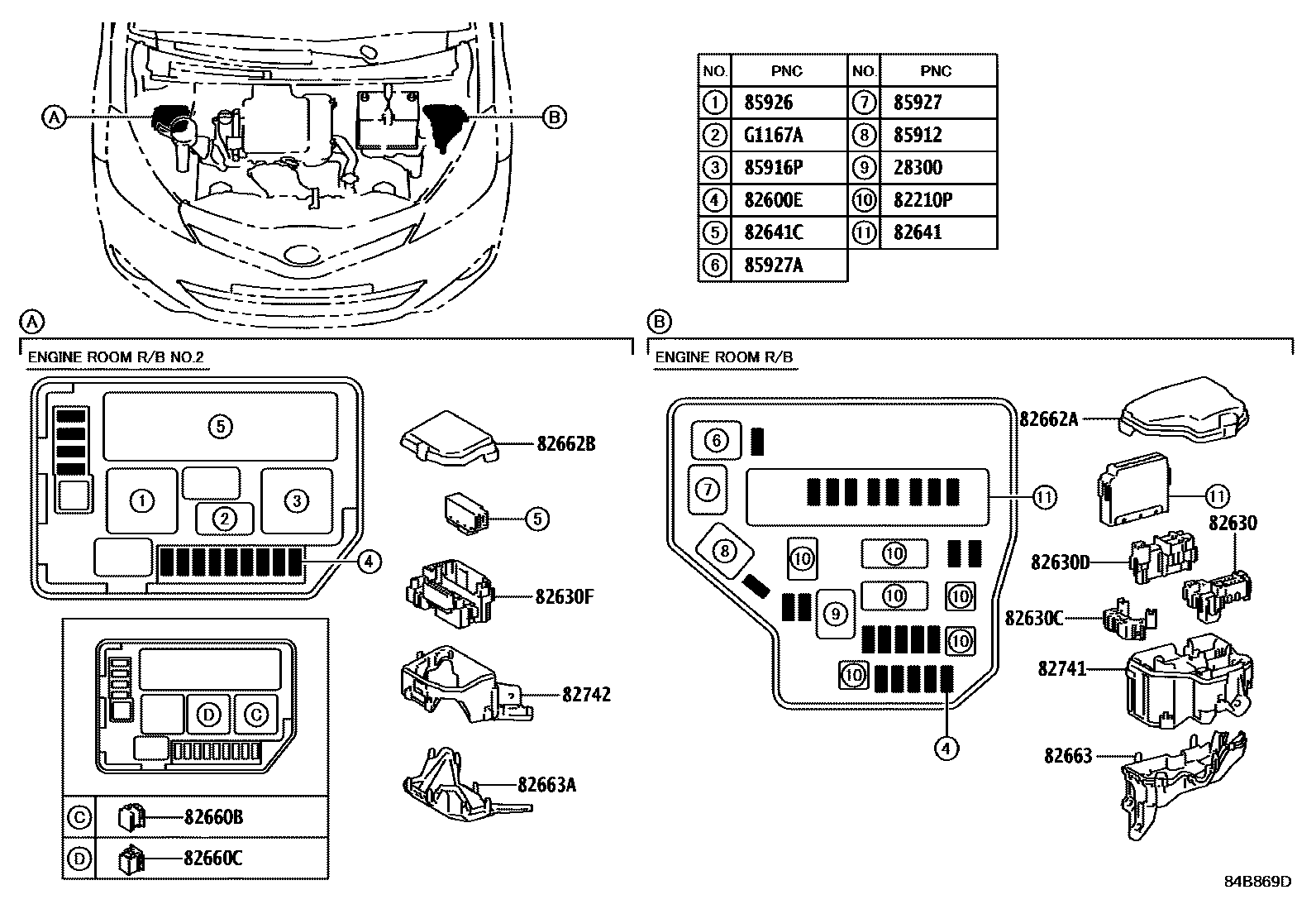 Toyota YARIS 开关和继电器和ECU EPC diagram — 84B869D
