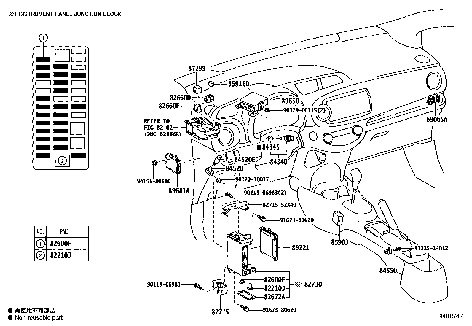 Toyota YARIS 开关和继电器和ECU EPC diagram — 84B874E