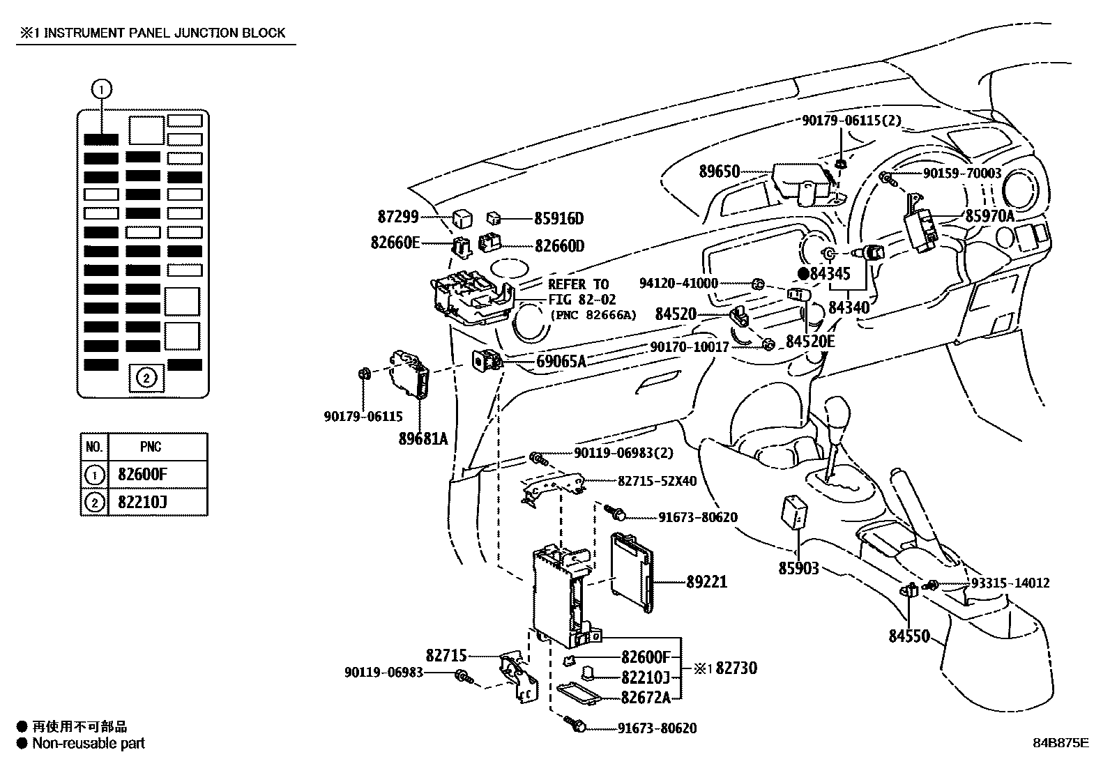 Toyota YARIS 开关和继电器和ECU EPC diagram — 84B875E