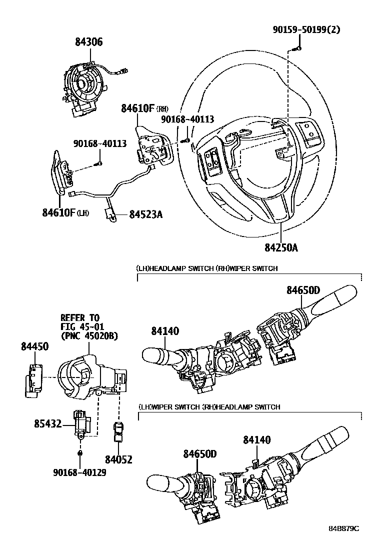 Toyota YARIS 开关和继电器和ECU EPC diagram — 84B879C