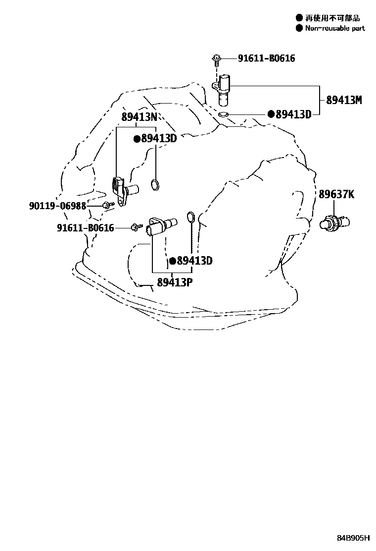 Toyota YARIS 超速档和电子控制变速器 EPC diagram — 84B905H
