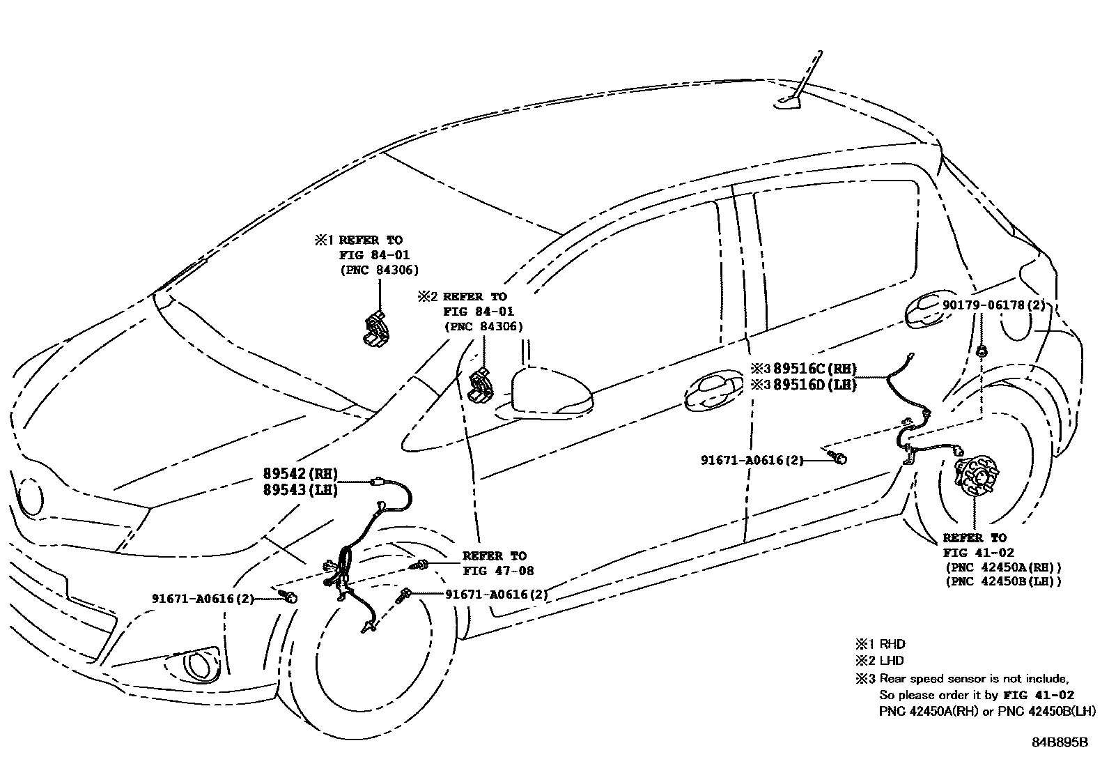 Toyota YARIS ABS 和 VSC EPC diagram — 84B895B